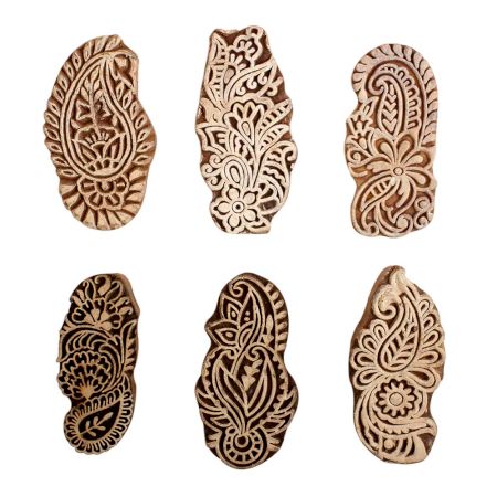 Set of 6 Piece New Mix Wooden Printing Block